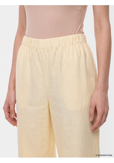 Lcw Modest Sarı Beli Lastikli Keten Karışımlı Kadın Pantolon