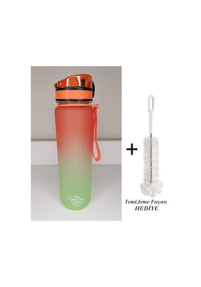 Shop-Set 1000 Ml Tritan Motivasyonlu Su Matarası (Turuncu - Neon