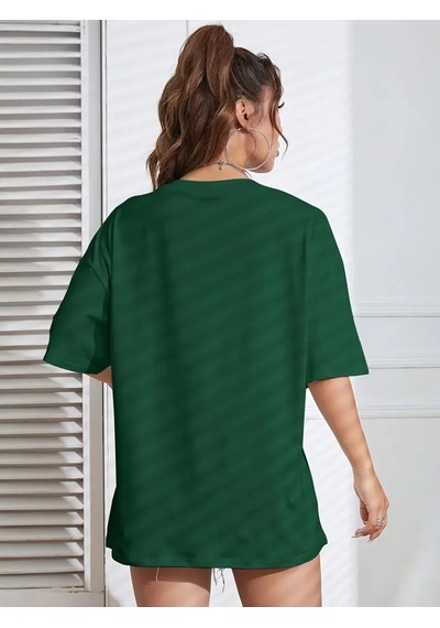 Unisex Pamuklu Butterfly Flowers Ön Baskılı Tasarım Tshirt Yeşil
