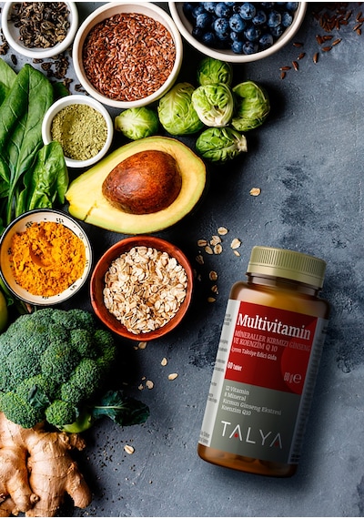Talya Multivitamin İçeren Takviye Edici Gıda (Mineraller-Kırmızı Ginseng  ve Koenzim Q10) 60 Tablet