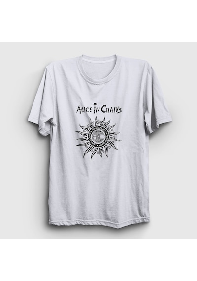 Presmono Unisex Gray Alice In Chains T-shirt Beyaz