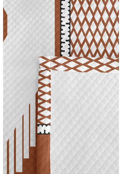 Kahverengi Geometrik Modern Genç Odası Tek Kişilik Pike Takımı-siyah 160x220cm Kapitone Yatak Örtüsü Kumlu Sis Serabı