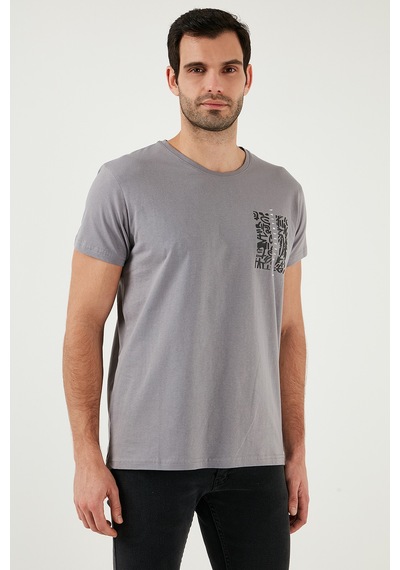 Buratti Bisiklet Yaka Pamuklu Slim Fit Erkek T Shirt 541Quint Açık Gri