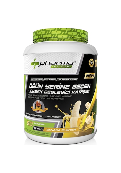 Proteinli Öğün Tozu Öğün Yerine Geçen Besleyici Shake Muz Aromalı 20 Servis 1000 Gr