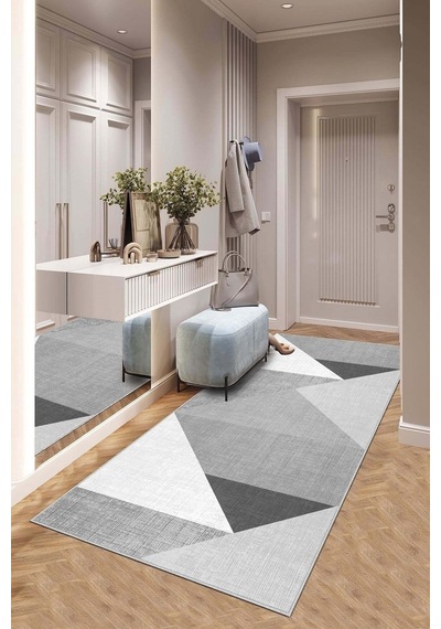 West Home Makinede Yıkanabilir Kaymaz Taban Leke Tutmaz Modern Kesme Yolluk Mutfak Yolluk Halı Yolluk Wh 447 Grey Yolluk