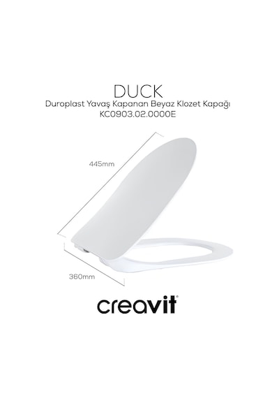 Creavit Free Beyaz Kanalsız Asma Klozet Fe322, Creavit Free Duck Duroplast Yavaş Kapak Diğer