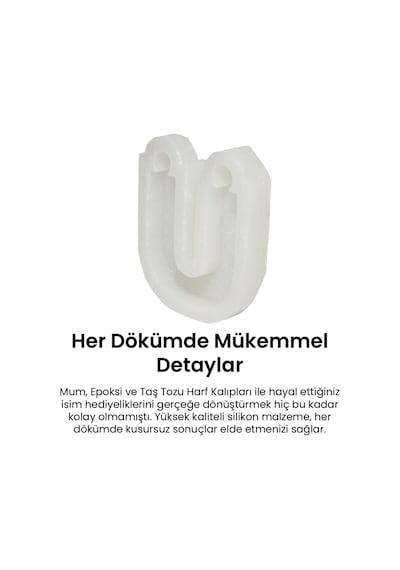 Ü Harf Kalıbı Orta Boy Epoksi Taştozu Veya Mum Çalışmalarına Uygun