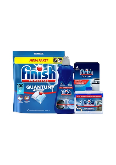 Finish Quantum Özel Seri Bulaşık Makine Deterjanı 100 Adet+temizlik Bakım Seti