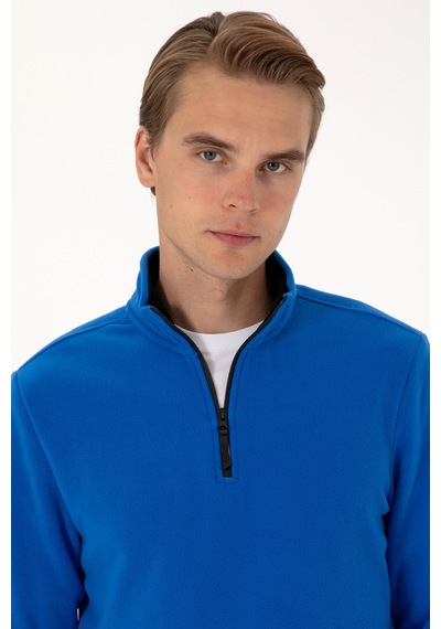 U.S. Polo Assn. Erkek Regular Fit Saks Polar Yarım Fermuarlı Basic Sweatshirt 50313777-VR032