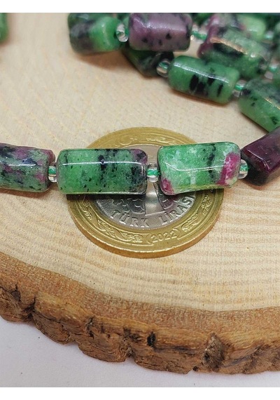 Bileklik Boy Anyolit Rubizoit- Rubyzoisit Taşı 6.5x13mm Yarım Dizi 49928 18cm Uzunluğundadır Çok Renkli