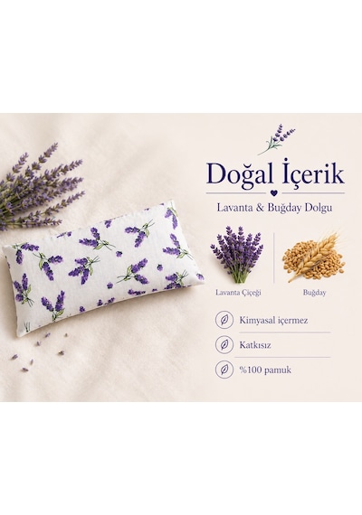 Lavande Çiftlik Lavanta Dolgulu Göz Yastığı Lavanta Desenli