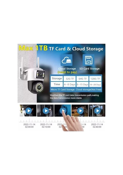 Zhltools 4mp Çift Lens Ip Kamera - Wıfı Açık Otomatik İzleme, Su Geçirmez Kablosuz Güvenlik Ev Kamerası, Renkli Gece Görüş