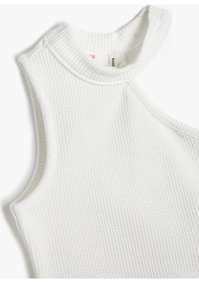 Koton Crop Üst Tek Omuz Kolsuz Fitilli Beyaz 3skg30006ak 3SKG30006AK000 Beyaz