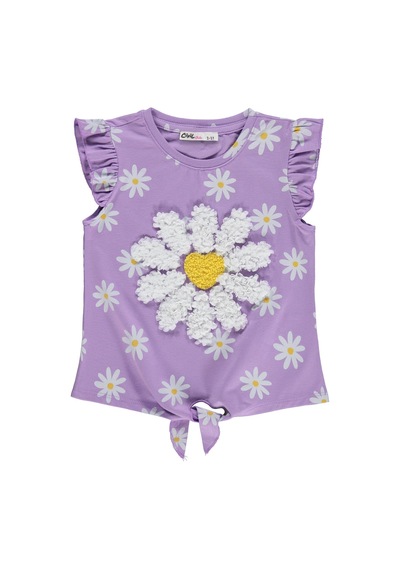Civil Girls Papatya Desenli 2-5 Yaş Tişört - Lila
