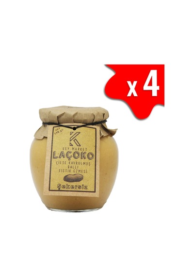 Laçoko Doğal Çifte Kavrulmuş Ballı Yer Fıstığı Ezmesi 4 x 350 G