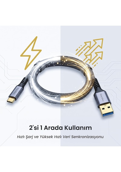100w Usb-a To Type-c Kablo Usb 3.2 Gen 2 10gbps Data Ve Hızlı Şarj Kablosu 1.5 Metre