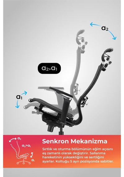 Samurai Ergonomik Koltuk Bel Destekli, Fileli Sırt Destekli, Siyah, Yönetici Koltuğu -511.f.15.2 Siyah