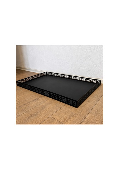 Metal Şömine & Soba Altlığı Siyah Antik Desenli Dekoratif Zemin Koruyucu 70x60 Cm - 928430892