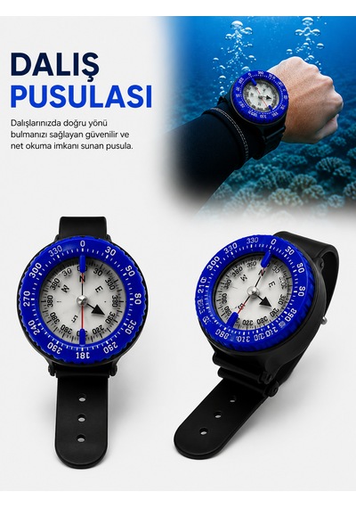 Dalış Pusulası Compass Mavi - Siyah