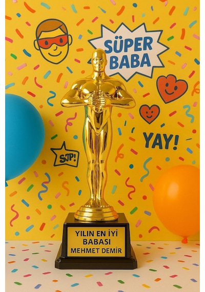 Sevgiliye Eşe En İyi Babaya Sevdiklerinize Hediye İsime Kişiye Özel Ödül Biblo Yılın En İyi Babası Dekoratif Obje
