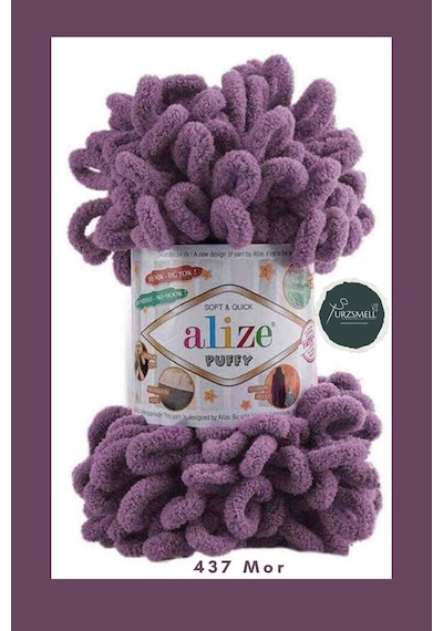 Puffy El Örgü Ipliği Büyük Ilmek Tekli - 100 Gr. 9 Mt. Parmak Ipi, Battaniye Ipi 437 Mor