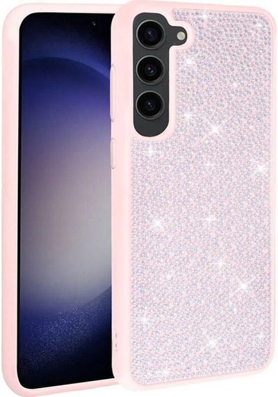 Galaxy S23 Plus Kılıf Parlak Taşlı Tasarım Zore Ston Kapak Pembe