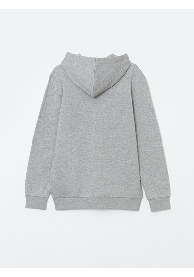 Lcwaıkıkı Basic Gri Kapüşonlu Uzun Kollu Erkek Fermuarlı Sweatshirt
