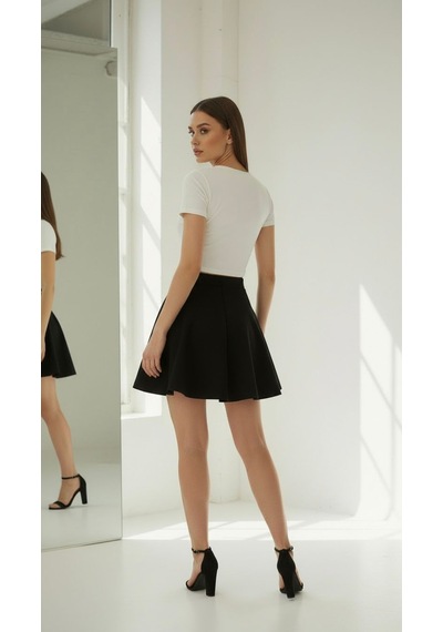 Yarım Kollu Crop Top T-shirt Ekru