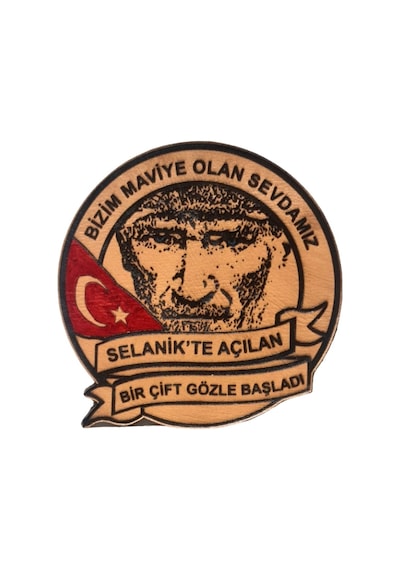 Atatürk Deri Peç Bizim Maviye Olan Sevdamız- Arma - Kırmızı Bayrak Mavi Göz Çok Renkli