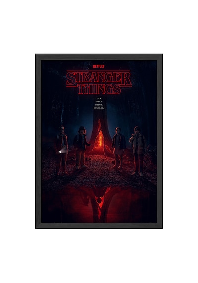Stranger Things Siyah Ahşap Çerçeveli Poster, Film Duvar Tablosu