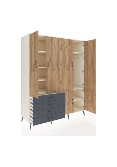 Kronos Gardrop 7 Raflı 4 Çekmeceli Tek Askılı 176x59x221 Aytaşı-çam/antrasit Çam/antrasit Kronos Gardrop 7 Raflı 4 Çekmeceli Tek Askılı 176x59x221 Aytaşı-çam/antrasit Çam/antrasit