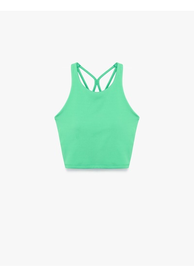 Koton Slim Fit İp Askılı Sırt Detaylı Sporcu Sütyeni Yeşil 6sak30268nk