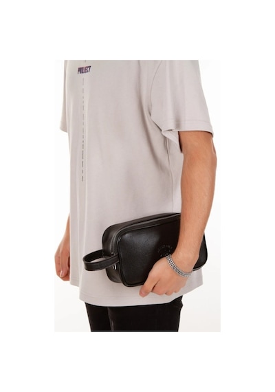 Newish Polo Erkek Siyah Deri Portföy Clutch Traş Kozmetik Bakım Ve Günlük El Çantası New277 Kahverengi