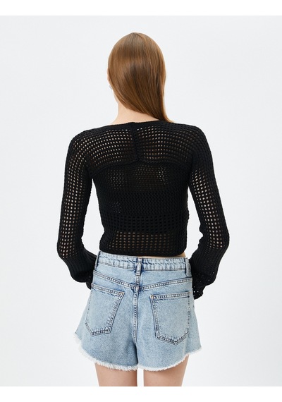 Koton Crop Ajurlu Kazak Uzun Kollu Siyah 4sak90053ht 4SAK90053HT999 Siyah Koton Crop Ajurlu Kazak Uzun Kollu Siyah 4sak90053ht 4SAK90053HT999 Siyah