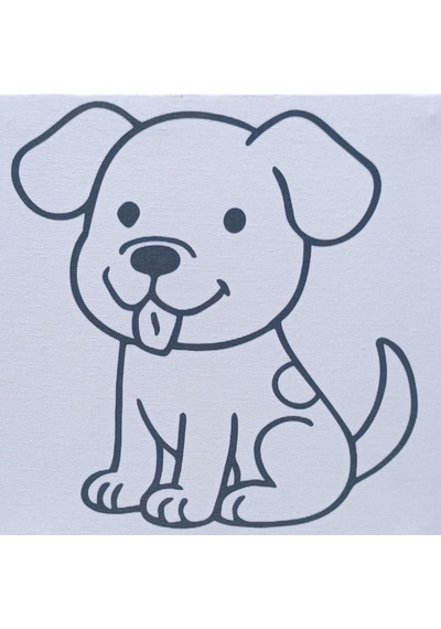 Çocuklar İçin Tuval Boyama Seti Sevimli Köpek 19x19 Cm Tuval, Şövale, Fırça Ve 6 Renk Akrilik Boya Seti