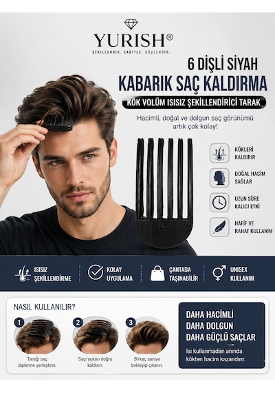 3 Lü Saç Şekillendirme Seti Stick Wax, Metal Saplı Krepe Tarak Ve 6 Dişli Kore Hacim Tarağı 0
