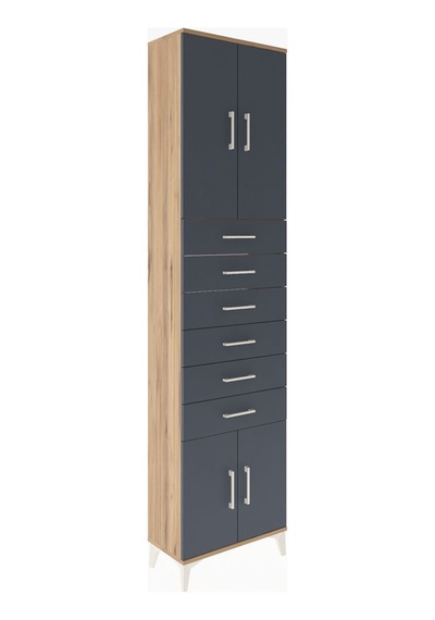 Arges Dolap 3 Raflı 6 Çekmeceli 4 Kapaklı 60x30x243 Çam-antrasit Çam Arges Dolap 3 Raflı 6 Çekmeceli 4 Kapaklı 60x30x243 Çam-antrasit Çam