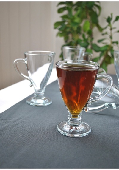 Rich Cam 6'lı Kulplu Çay Bardağı Kupa 130 Ml Ayaklı Kahve Bardağı-kuğu Model Şeffaf