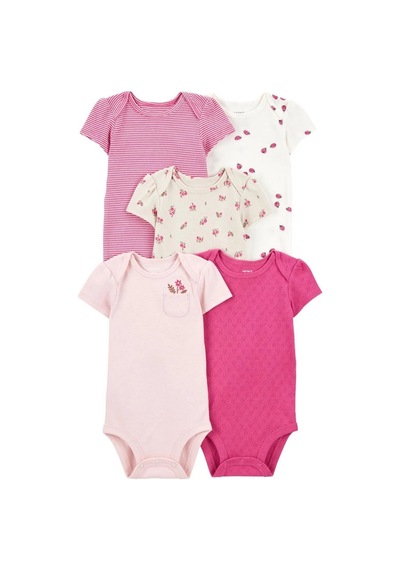 Carter's Layette Kız Bebek Kısa Kollu 5'li Body 1t010210 Çok Renkli
