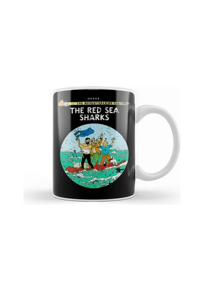 The Adventures Of Tintin The Red Sea Sharks Vintage Style Cover Kupa Bardak Porselen Karışık
