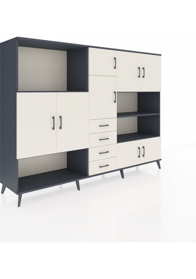 Hyperion Dolap 9 Raflı 4 Çekmeceli 8 Kapaklı 220x44x163 Antrasit- Antrasit-aytaşı Hyperion Dolap 9 Raflı 4 Çekmeceli 8 Kapaklı 220x44x163 Antrasit- Antrasit-aytaşı