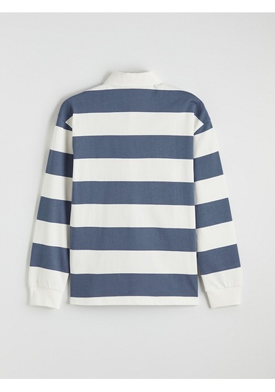 Lcw Vision Mavi Polo Yaka Çizgili Erkek Sweatshirt