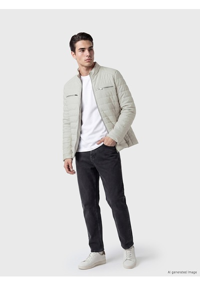 Lcwaıkıkı Classic Bej Regular Fit Dik Yaka Erkek Deri Görünümlü Mont