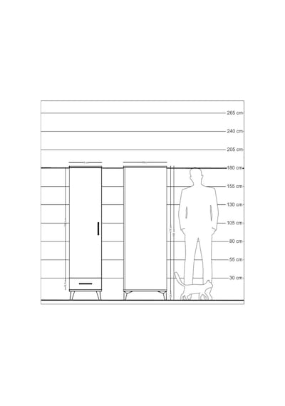 Kronos Dolap 4 Raflı Tek Çekmeceli Tek Kapaklı 44x59x182 Çam-antrasit Atlas Çam