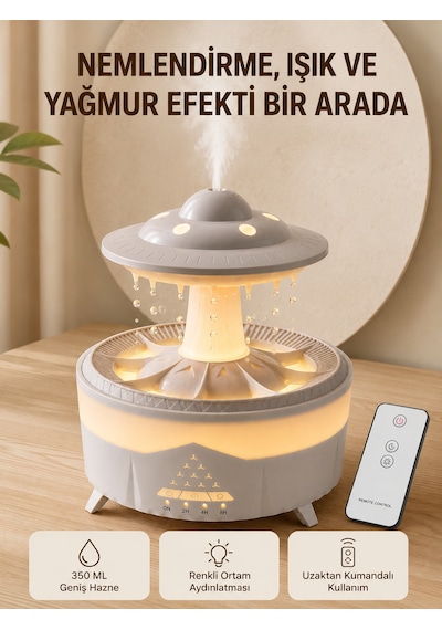 Tek Ufo Yağmur Efektli Hava Nemlendirici 350 Ml Rgb Işıklı Uzaktan Kumandalı Najmaddin Diğer