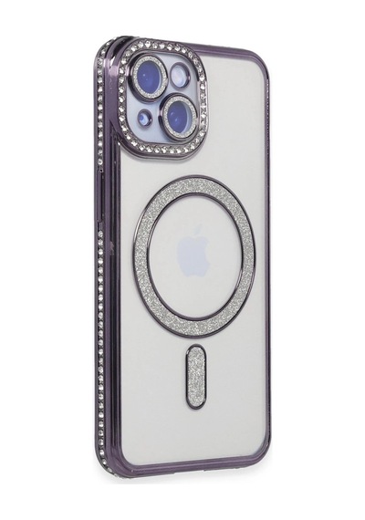 Mey İthalat Apple iPhone Uyumlu 15 Kılıf Joke Simli Magneticsafe Kılıf - Derin Mor