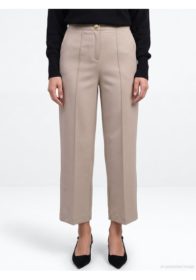 Dilvin 72809 Dikiş Detaylı Culotte Pantolon Bej