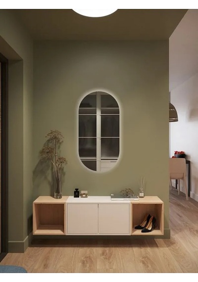 Fawdecor Led Işıklı Oval/kapsül Duvar Aynası 110 X 110 Beyaz Işık