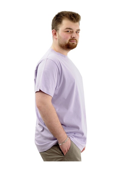 Mode Xl Büyük Beden Erkek T-shirt Bisiklet Yaka Basic 20031 Lila Lila