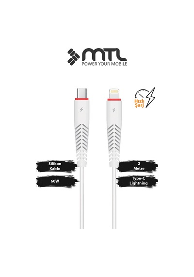 60w Type-c To Lightning Turbo Hızlı Şarj Ve Data Kablosu 2 Metre Mt2212